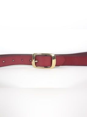 Vintage Red Leather Belt with aGold Metal Buckle